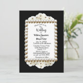 シックな黒の$ホワイトダマスクパール結婚式招待状 招待状 (スタンド正面)