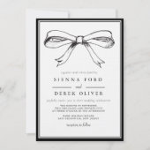 シックな黒エレガント手引きボウ結婚ズ 招待状 (正面)