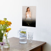 シックな黒グラデーションい写真Sweet 16 welcome 箔ポスター (レイダウン (キッチン))