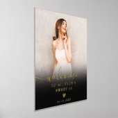 シックな黒グラデーションい写真Sweet 16 welcome 箔ポスター (レイダウン)