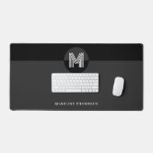 シックな黒グレーホワイトジオメトリックモノグラムモダン デスクマット (キーボード&マウス)