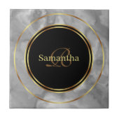 シックな黒グレー金ゴールドサークル大理石セラミックタイル タイル (正面)