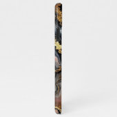 シックな黒コーラルピンクホワイト金ゴールド大理石パターン iPhoneケース (右側)