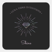 シックな黒ホログラフィックインテグレーションキャンドルラベル スクエアシール (正面)