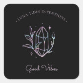 シックな黒ホログラフィックインテグレーションキャンドルラベル スクエアシール (正面)