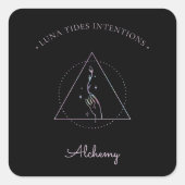 シックな黒ホログラフィックインテグレーションキャンドルラベル スクエアシール (正面)