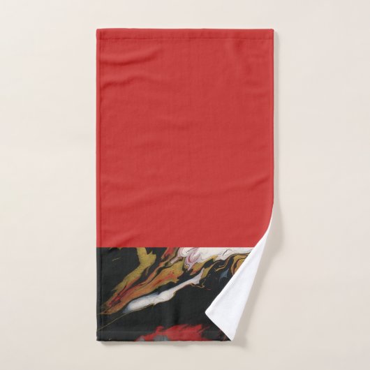 シックな黒レッド金ゴールド抽象芸術バスルームタオル バスタオルセット (ハンドタオル)