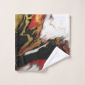 シックな黒レッド金ゴールド抽象芸術バスルームタオル バスタオルセット