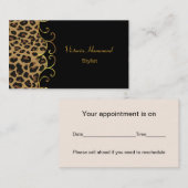 シックな黒及びジャガーのプリントの名刺 予約カード (正面/裏面)
