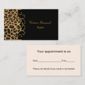 シックな黒及びジャガーのプリントの名刺 予約カード (正面/裏面)