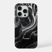 シックな黒大理石パーソナライズされたiPhoneケース iPhoneケース (裏面)