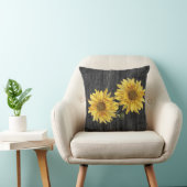 シックな黒木目とヒマワリ枕 クッション (椅子)