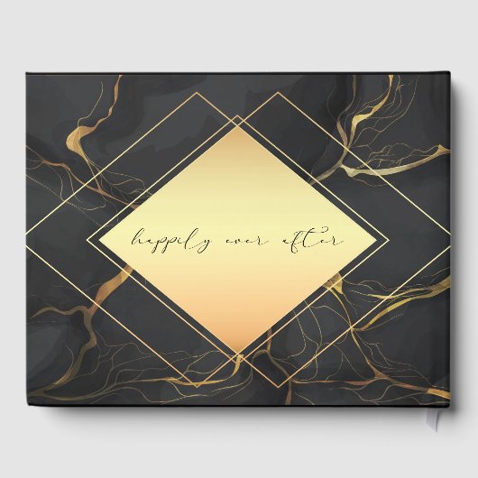 シックな黒檀の黒と金ゴールド・ダイヤモンド ゲストブック (裏面)