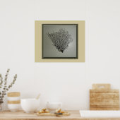 シックな黒海ファンパターンポスター ポスター (キッチン)