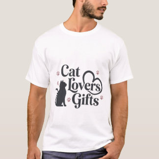 シックな黒猫のシルエットにパウプリントのデザイン Tシャツ