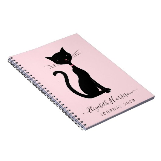 シックな黒猫ピパーソナライズされたンク ノートブック (右側)