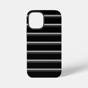 シックな黒白ストライプ iPhone 12 MINIケース