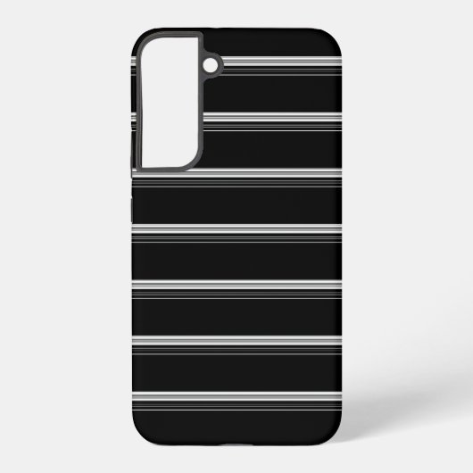 シックな黒白ストライプ SAMSUNG GALAXYケース (裏面)