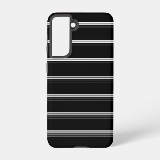 シックな黒白ストライプ SAMSUNG GALAXYケース (裏面)