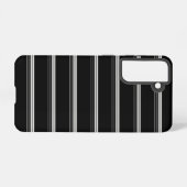 シックな黒白ストライプ SAMSUNG GALAXYケース (裏面横)