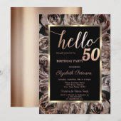シックな黒薔薇の50歳の誕生日パーティー 招待状 (正面/裏面)