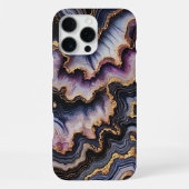 シックな黒青紫の金色大理石模様 iPhoneケース (裏面)