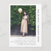 シックな1枚の写真ありがとうメッセージ卒業 ポストカード (正面)