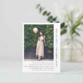 シックな1枚の写真ありがとうメッセージ卒業 ポストカード (スタンド正面)