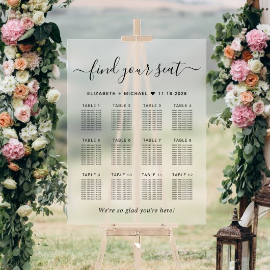 シックな12台の結婚座席の曇り アクリルサイン