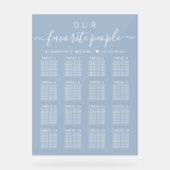 シックな16テーブルダスティブルー結婚の座席フロステッド アクリルサイン (正面)