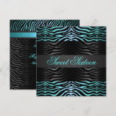 シックな16歳の誕生日 zebra print ブルー インビテーション (正面/裏面)