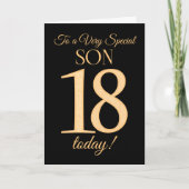 シックな18番目の金ゴールド効果に対するブラックの誕生日 カード (正面)