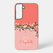 シックな2トーンコーラル名前モノグラムの葉 SAMSUNG GALAXYケース (裏面)