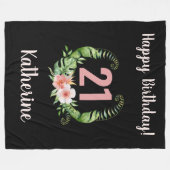 シックな21th誕生日ブラックガールネーム フリースブランケット (正面(横))