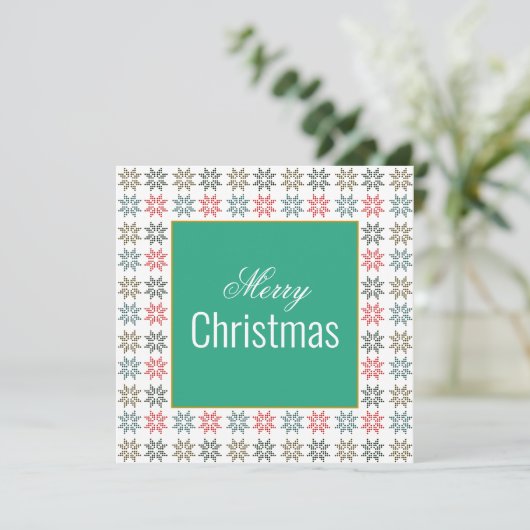 シックな4ポインセチアのモチーフパーソナライズされた・クリスマス カード (スタンド正面)