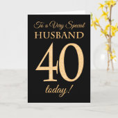 シックな40番目の金ゴールド効果にブラック、夫の誕生日 カード (黄色い花)