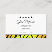 シックな5つ星を持つ派手なオレンジ色のタイガーフレームモダン 名刺 (裏面)