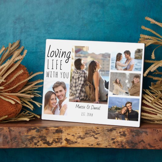 シックな5フォトコラージュ愛する生活あなたと |白 フォトプラーク (側面)