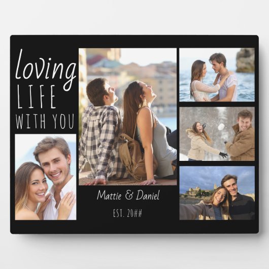 シックな5フォトコラージュ愛する生活あなたと |黒 フォトプラーク (正面)
