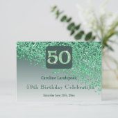 シックな50歳の誕生日グリーンラメRSVP 出欠カード (スタンド正面)