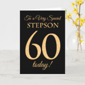 シックな60番目の金ゴールド効果ブラックステップソン誕生日 カード (黄色い花)