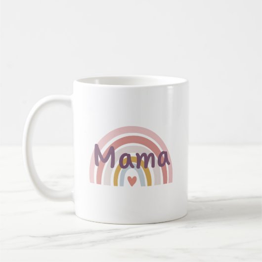 シックな「ママ」レインボー コーヒーマグカップ (左)