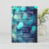 シックな《写真》ぼけ味ライトエフェクト共同カップル結婚式パーティー 招待状 (スタンド正面)