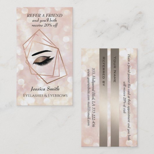 シックな《写真》ぼけ味幾何学的まつ毛と眉毛 紹介カード (正面/裏面)