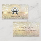 シックな《写真》ぼけ味金ゴールドスタイリッシュ、ロータスヨガ 名刺 (正面/裏面)