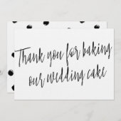 シックな「私たちのケーキをベーキング結婚してくれてありがとう」 サンキューカード (正面/裏面)