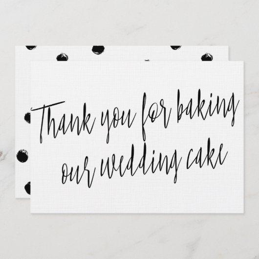 シックな「私たちのケーキをベーキング結婚してくれてありがとう」 サンキューカード (正面/裏面)