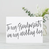 シックな"私の結婚式の日に私の祖父母に" カード (スタンド正面)
