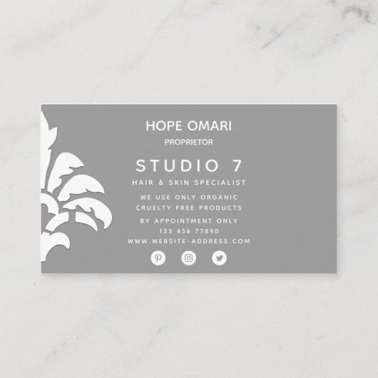 シックな（紋章の）フラ・ダ・リストライプとソフトピンクのアイテム 名刺 (裏面)