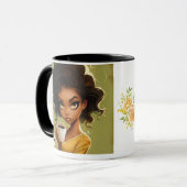 シックな「聞」マグとコーヒはっきりしたー引用文 マグカップ (正面左)